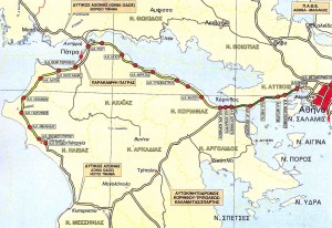 Φωτογραφία αυτοκινητόδρομου, χάρτης και πινακίδες οδικών έργων