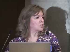 Η Δρ. Αμαλία Ανδρουλιδάκη, Γενική Διευθύντρια Αναστήλωσης, Μουσείων και Τεχνικών Έργων του ΥΠΠΟ, μιλάει στην εκδήλωση